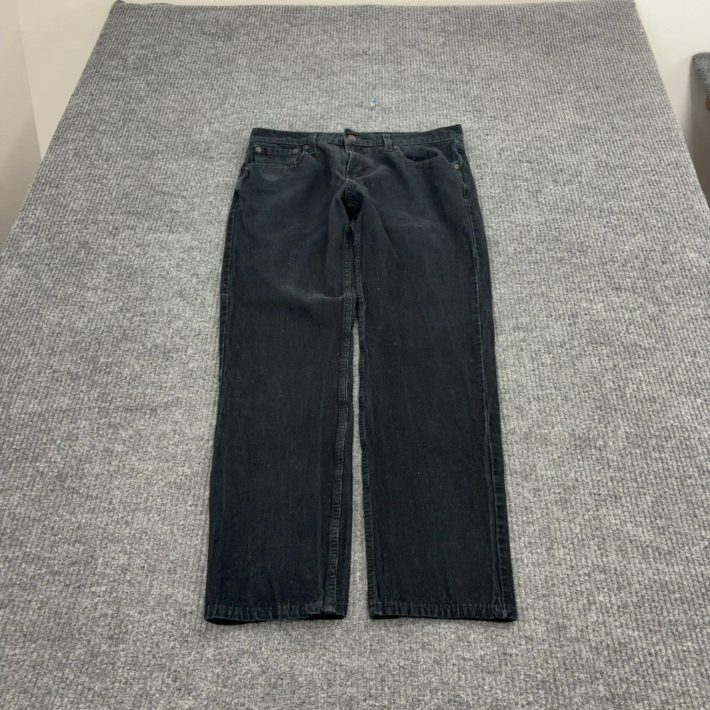 Levis 502 Corduroy Pants Mens 30 Black Cotton Stretch‎ Regular Taper Casual